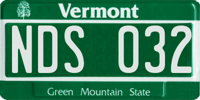 VT license plate NDS032