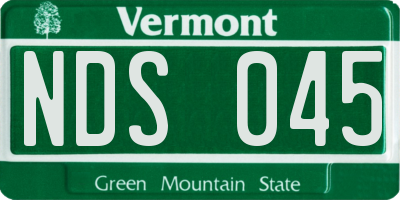 VT license plate NDS045
