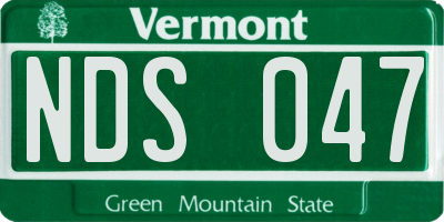 VT license plate NDS047