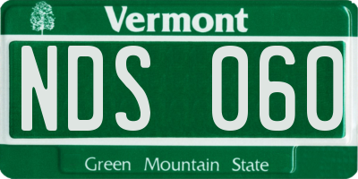 VT license plate NDS060