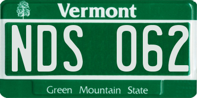 VT license plate NDS062
