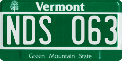 VT license plate NDS063