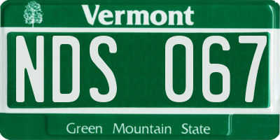 VT license plate NDS067