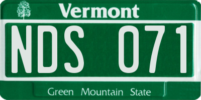 VT license plate NDS071
