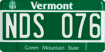 VT license plate NDS076