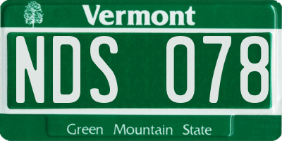 VT license plate NDS078