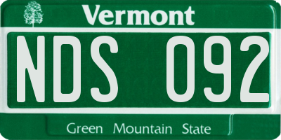 VT license plate NDS092