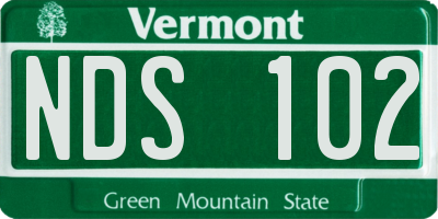 VT license plate NDS102