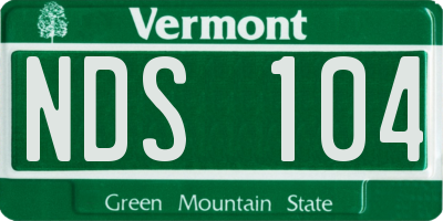 VT license plate NDS104
