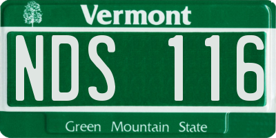 VT license plate NDS116