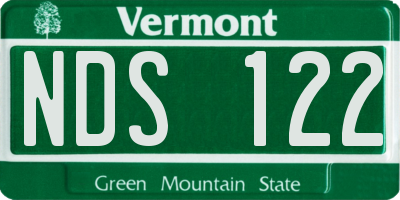 VT license plate NDS122