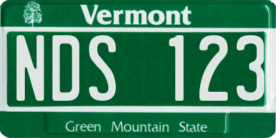 VT license plate NDS123
