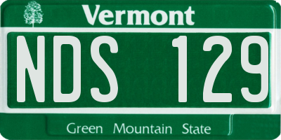 VT license plate NDS129