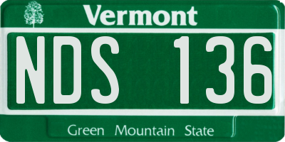 VT license plate NDS136