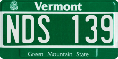 VT license plate NDS139