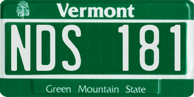 VT license plate NDS181