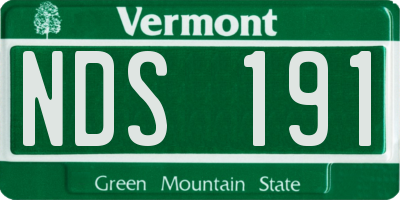 VT license plate NDS191