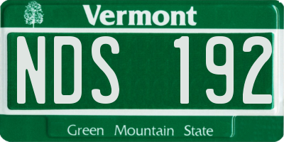VT license plate NDS192