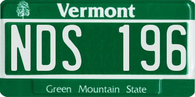 VT license plate NDS196