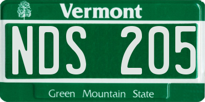 VT license plate NDS205