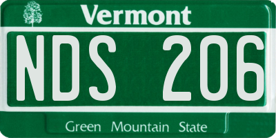 VT license plate NDS206