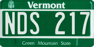 VT license plate NDS217