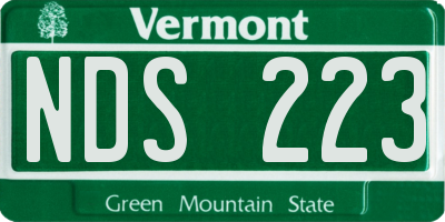 VT license plate NDS223