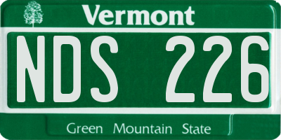 VT license plate NDS226