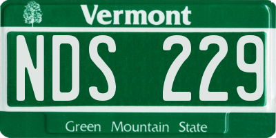 VT license plate NDS229