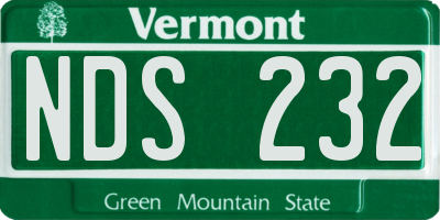 VT license plate NDS232