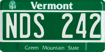 VT license plate NDS242