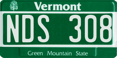 VT license plate NDS308