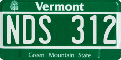 VT license plate NDS312