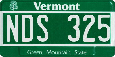 VT license plate NDS325