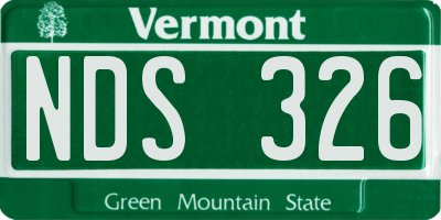 VT license plate NDS326