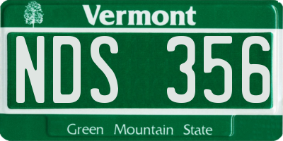 VT license plate NDS356