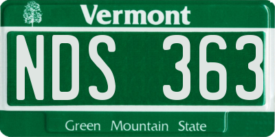 VT license plate NDS363