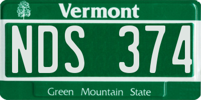 VT license plate NDS374