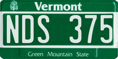 VT license plate NDS375