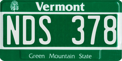 VT license plate NDS378