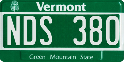 VT license plate NDS380