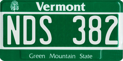VT license plate NDS382