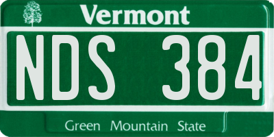 VT license plate NDS384