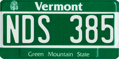 VT license plate NDS385