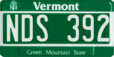 VT license plate NDS392