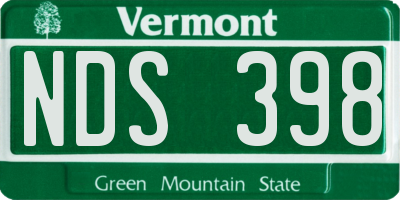 VT license plate NDS398