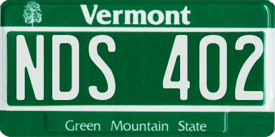 VT license plate NDS402