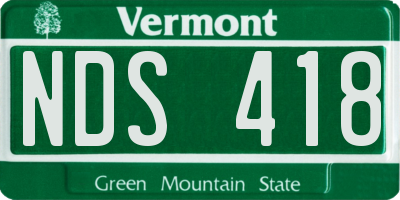 VT license plate NDS418