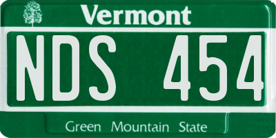 VT license plate NDS454