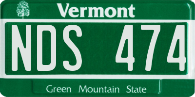 VT license plate NDS474